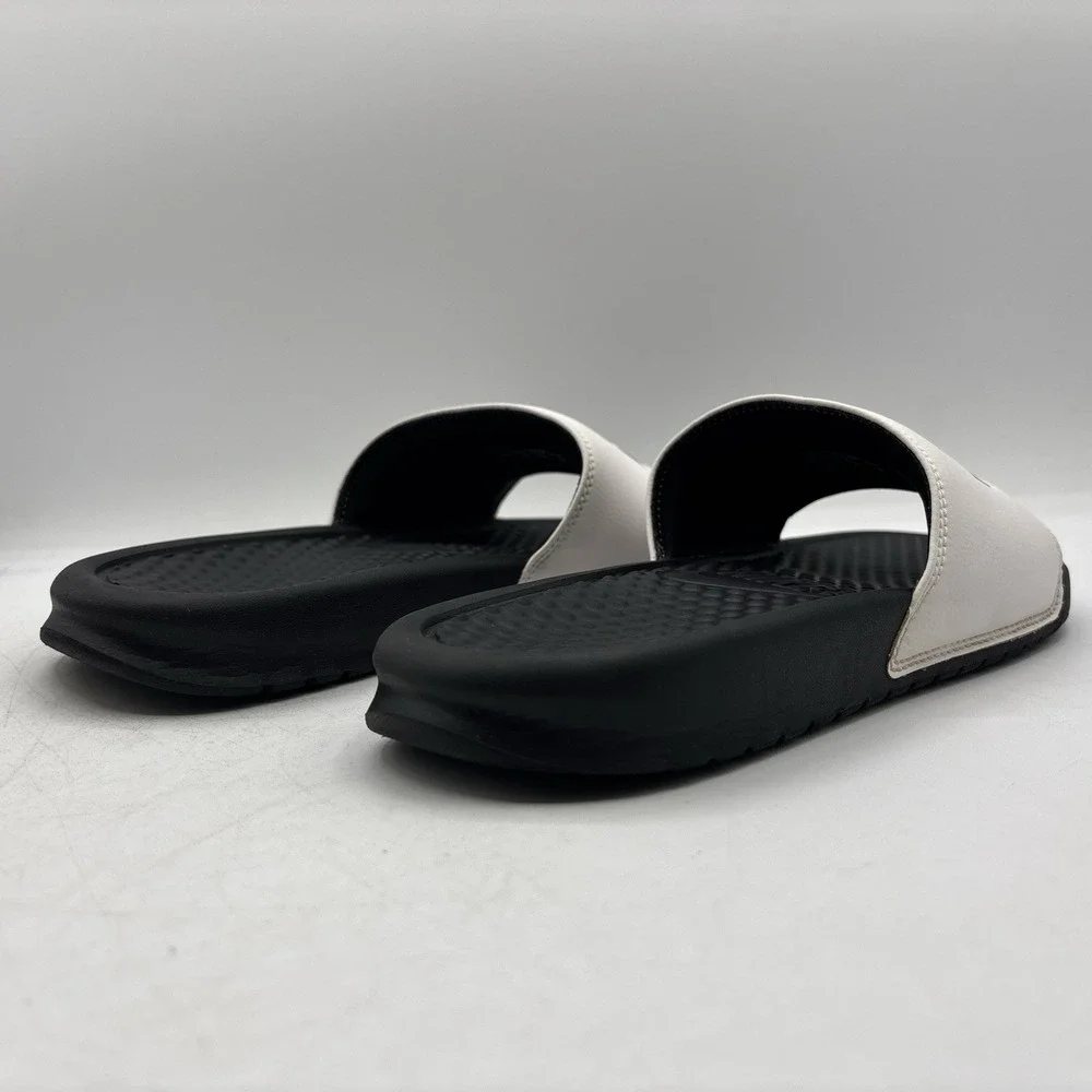 Nike Benassi JDI Slides Mens Size 8 White Black 343880-100 Slip On Sport Sandals